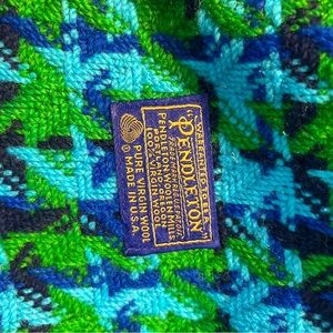Mint Vintage Pendleton Blue and Green Wool Blanket (new in box)